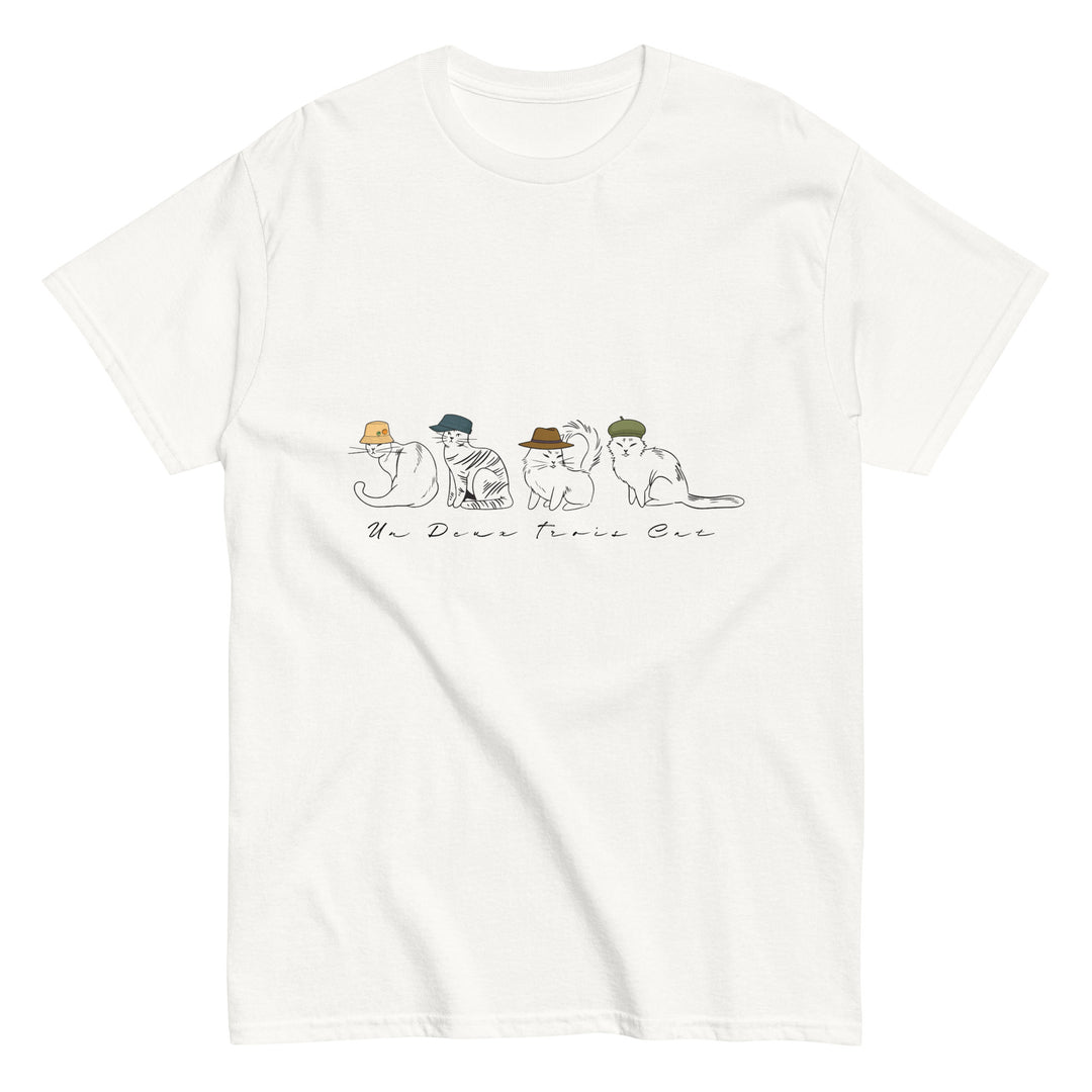 Un Deux Trois Cat T-Shirt on White